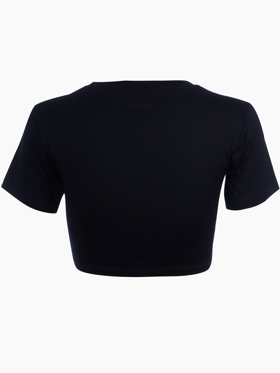 plain black crop top